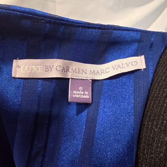 Luxie By Carmen Marc Valvo Blue Dress Size 8 Pockets Matching Belt Lined Zip - Picture 12 of 13